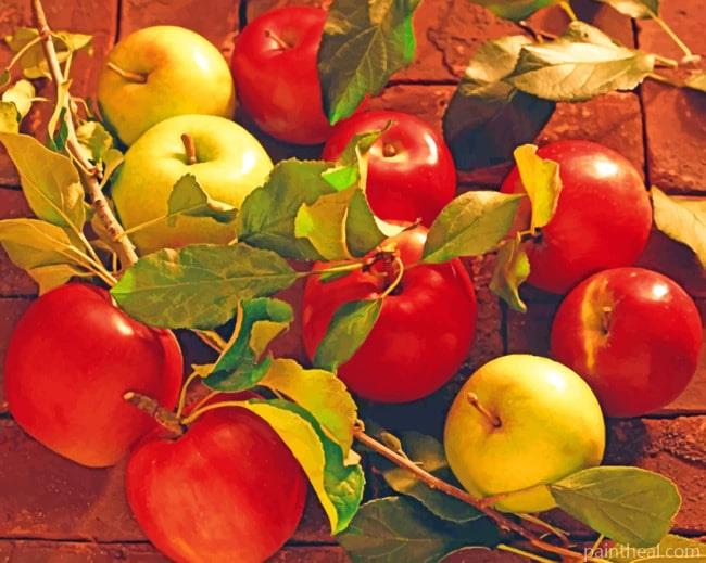 Red And Green Apples Painting By Numbers Kits