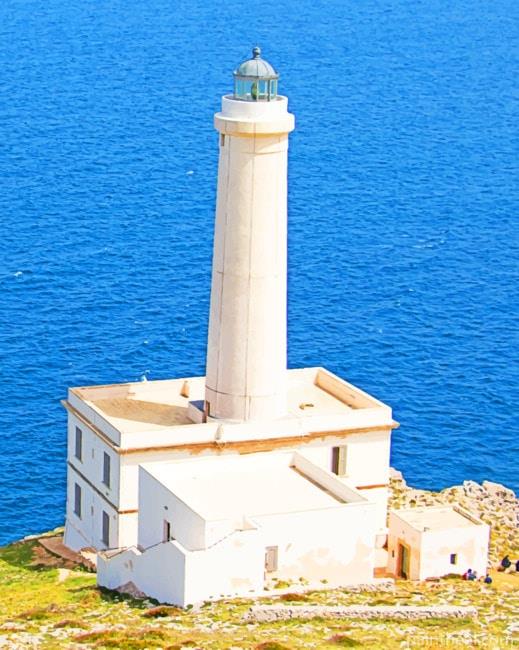 White Lighthouse On Cliff Painting By Numbers Kits