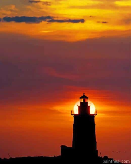 Sunrise Lighthouse Silhouette Painting By Numbers Kits