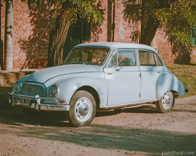 Classic Blue Sedan Car Painting By Numbers Kits