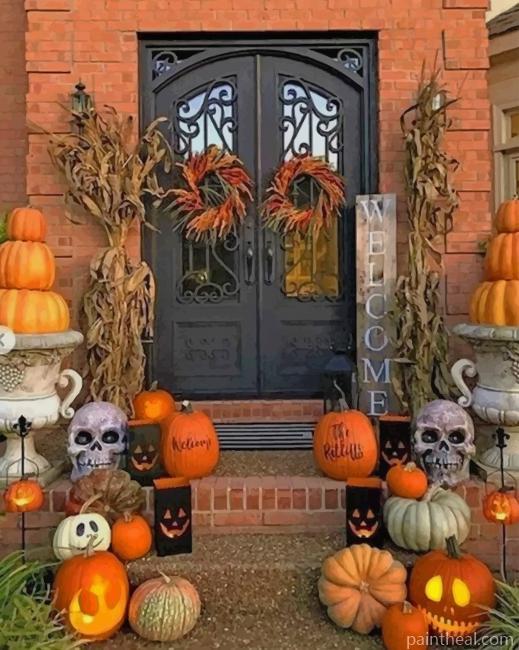 Halloween House Pumpkin Painting By Numbers Kits