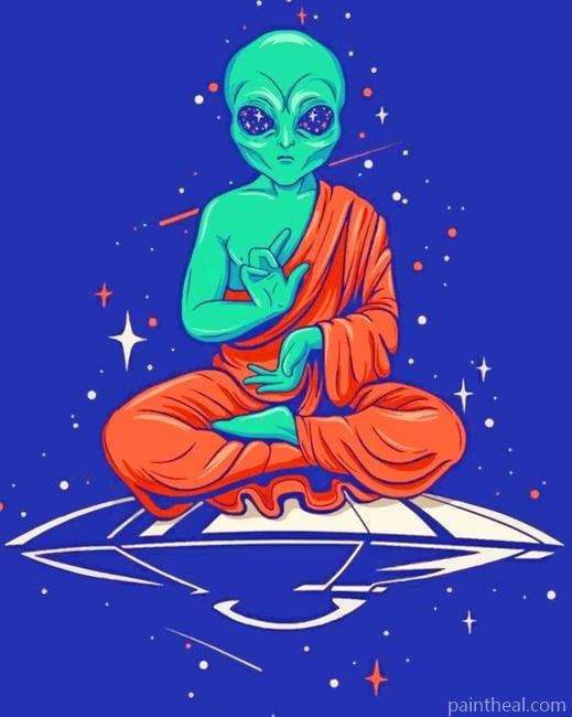 Alien Budha Painting By Numbers Kits