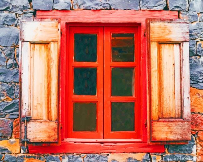 Red House Window Painting By Numbers Kits
