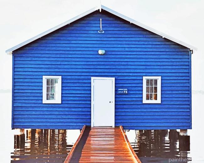 Blue Boat House Painting By Numbers Kits