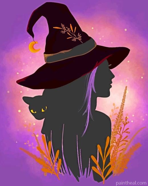 Witch And Cat Painting By Numbers Kits