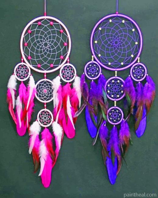 Pink And Purple Dream Catchers Painting By Numbers Kits