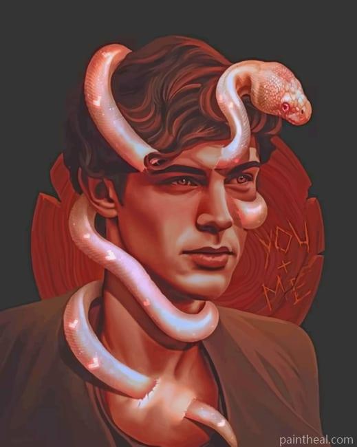 Man With Snake Face Illustration Painting By Numbers Kits