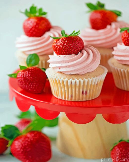 Strawberry Cupcakes Painting By Numbers Kits