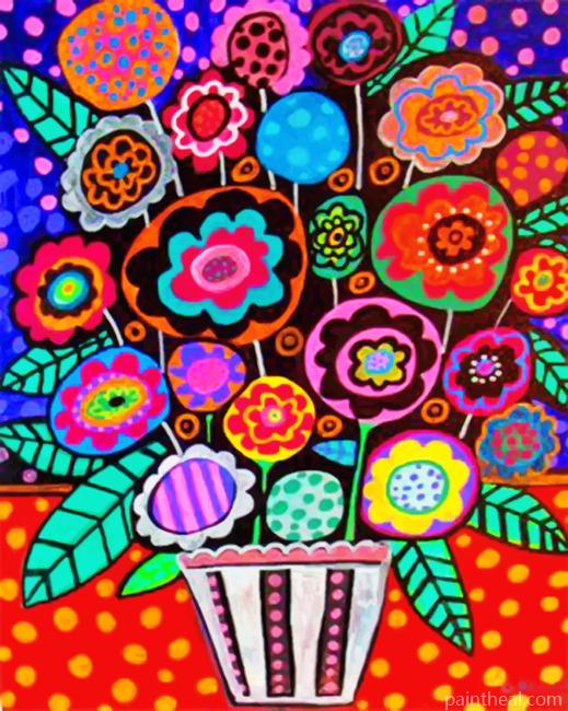 Folk Art Plants Painting By Numbers Kits