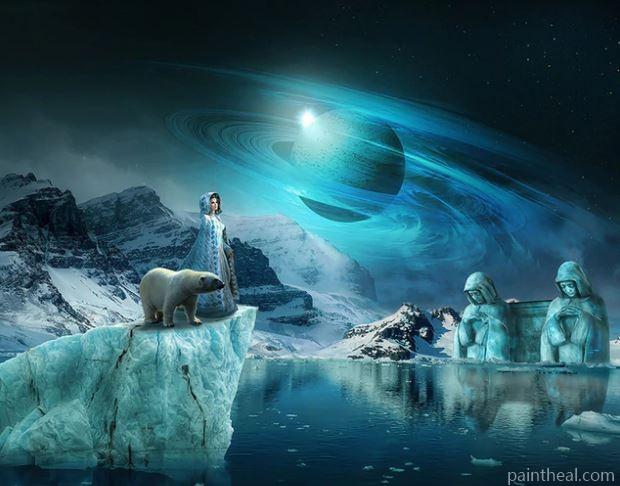Polar Bear And Girl On Iceberg Painting By Numbers Kits