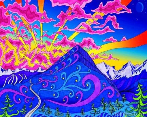 Nature Mountain Trippy Art Painting By Numbers Kits