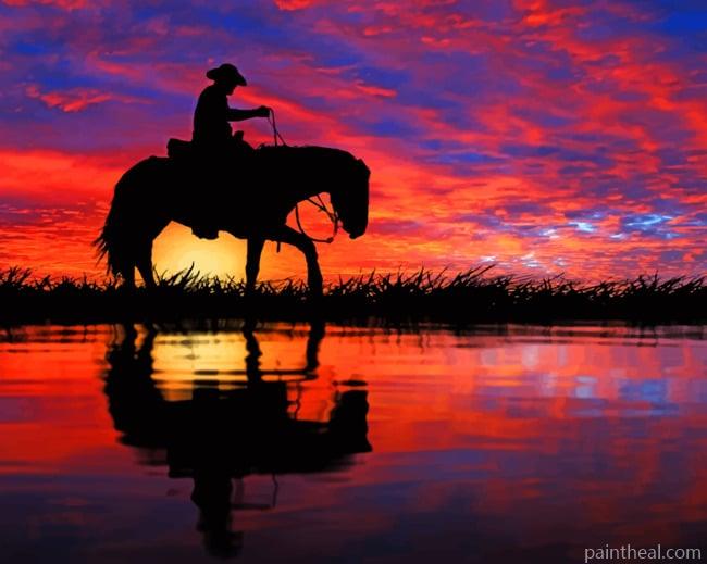Man Riding A Horse Painting By Numbers Kits