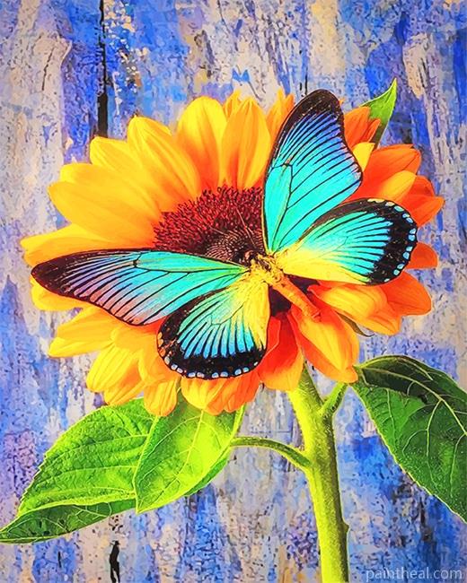 Butterfly On Sunflower Painting By Numbers Kits