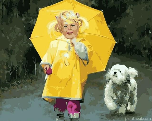 Little Girl In Yellow Coat Painting By Numbers Kits