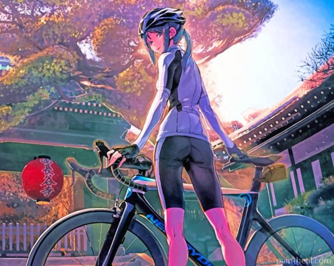 Anime Girl With Bicycle Painting By Numbers Kits