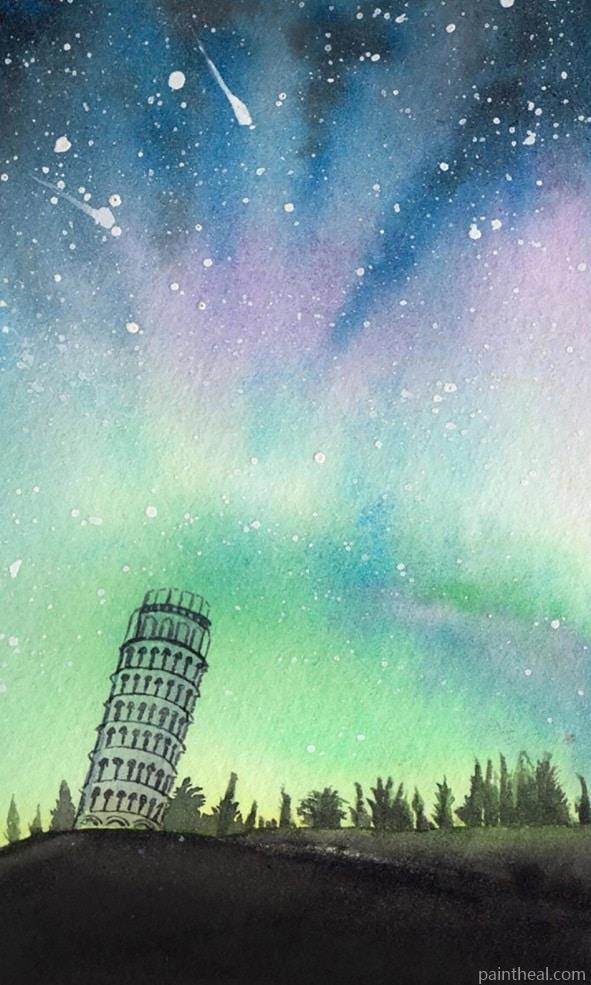 Pisa Tower Aurora Land Painting By Numbers Kits