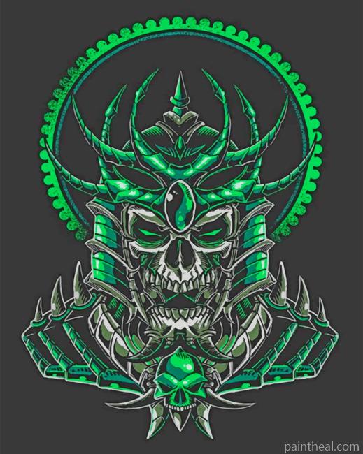 Green Skull Painting By Numbers Kits