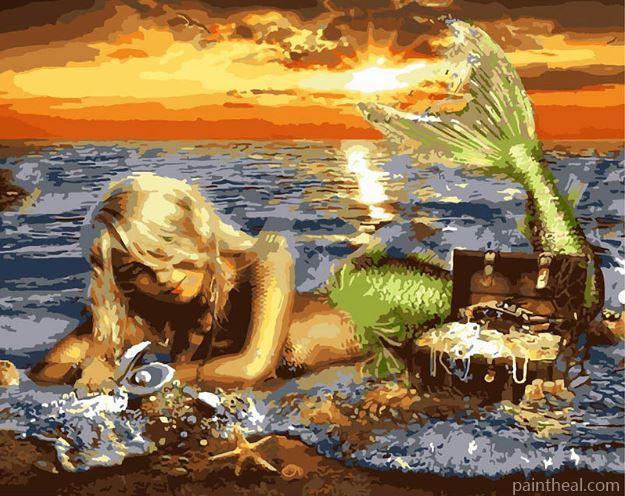 Mermaid By The Beach Painting By Numbers Kits