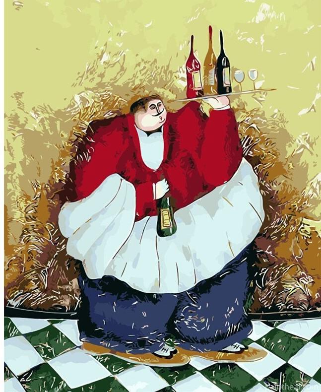 Fat Man Waiter Painting By Numbers Kits