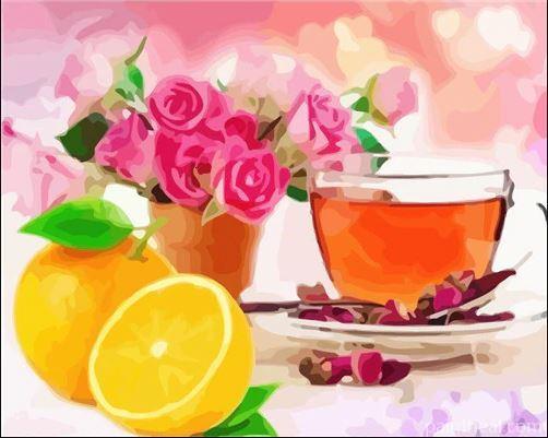 Lemons And Tea Cup Painting By Numbers Kits