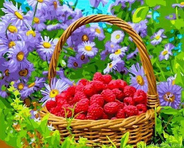 Raspberries In Basket Painting By Numbers Kits