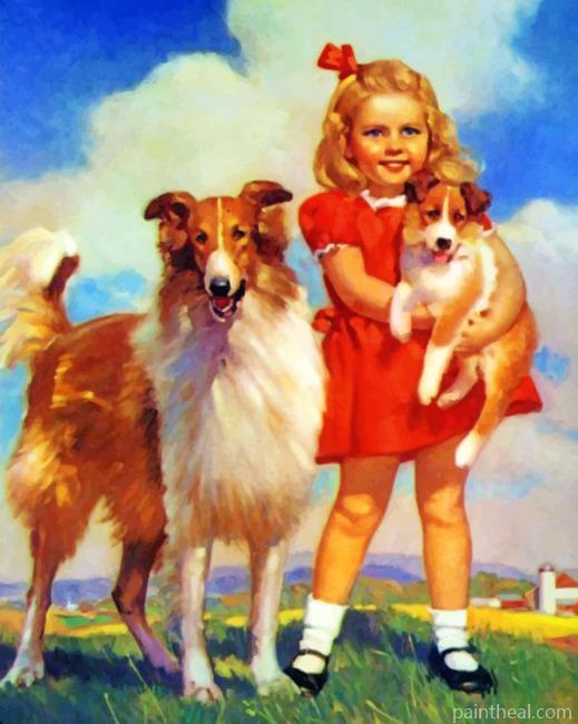 Girl And Dogs Painting By Numbers Kits