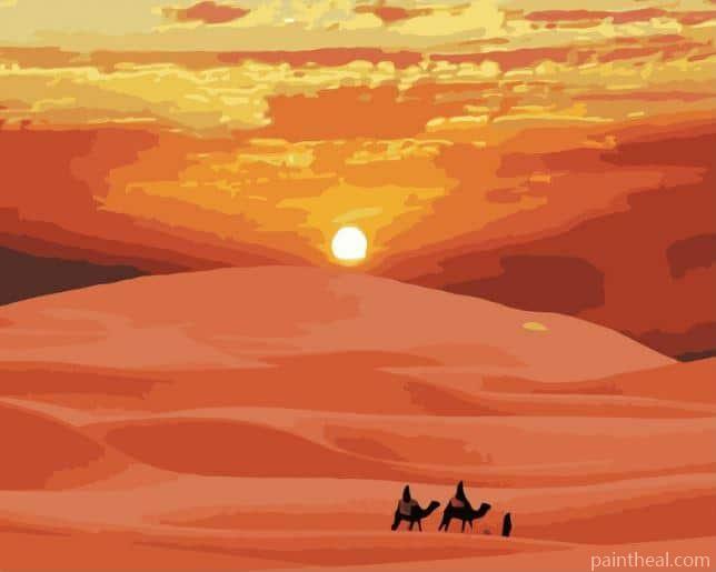 Desert Land At Sunset Painting By Numbers Kits