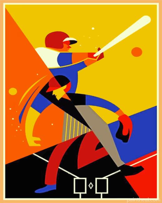 Baseball Players Illustration Painting By Numbers Kits