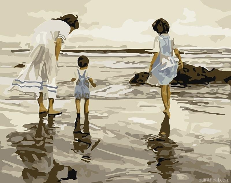 Family In Beach Painting By Numbers Kits