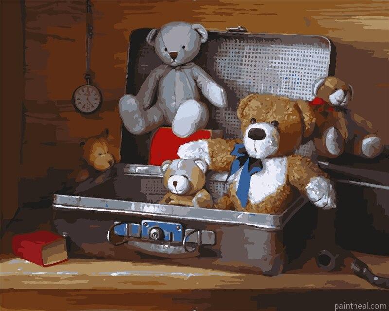 Teddy Bears In Box Painting By Numbers Kits