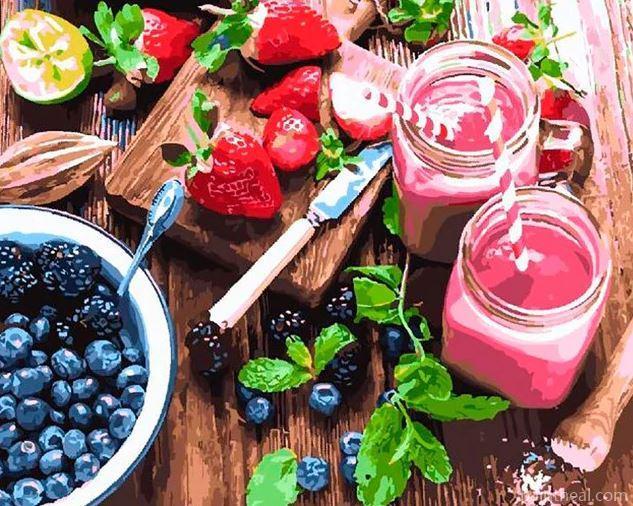 Blackberries and Strawberries Painting By Numbers Kits