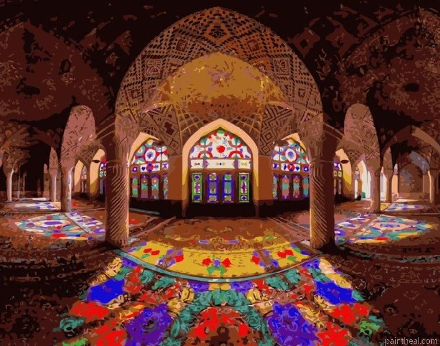 Colorful Traditional Mosque Painting By Numbers Kits