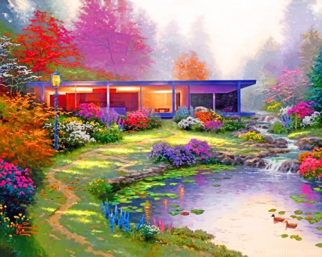 Modern House Kinkade Painting By Numbers Kits
