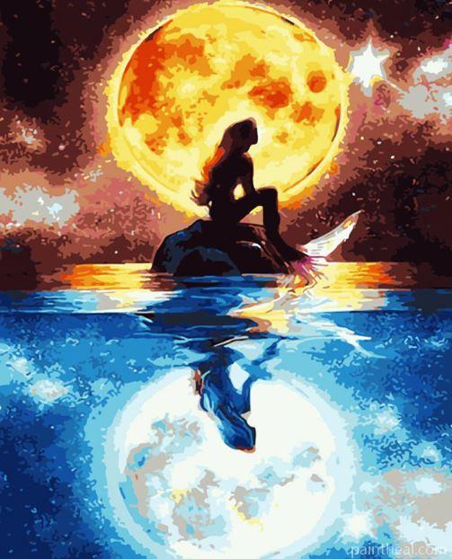 Mermaid Between Sun And Moon Painting By Numbers Kits