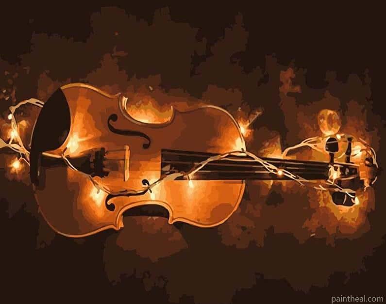 Night Lamp Violin Painting By Numbers Kits