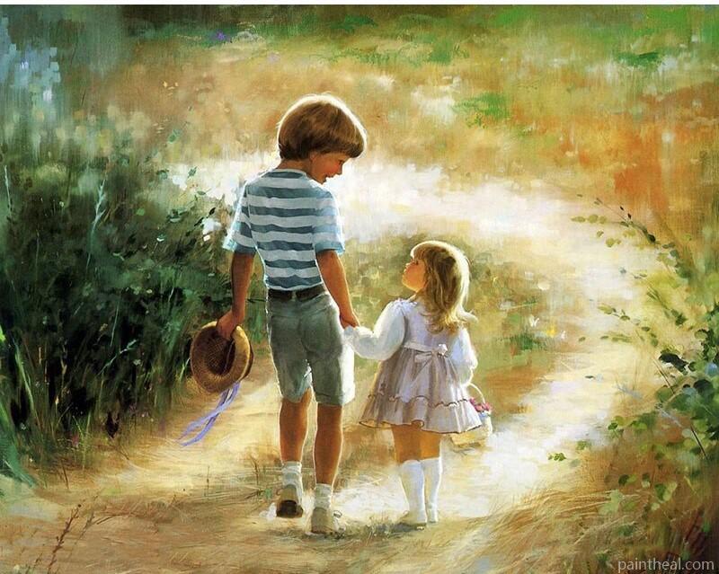 Little Brother And Sister Painting By Numbers Kits