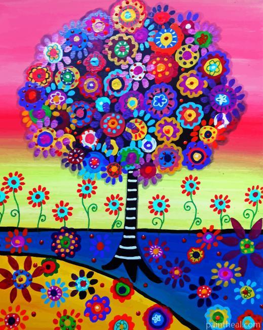Mexican Folk Art Tree Painting By Numbers Kits