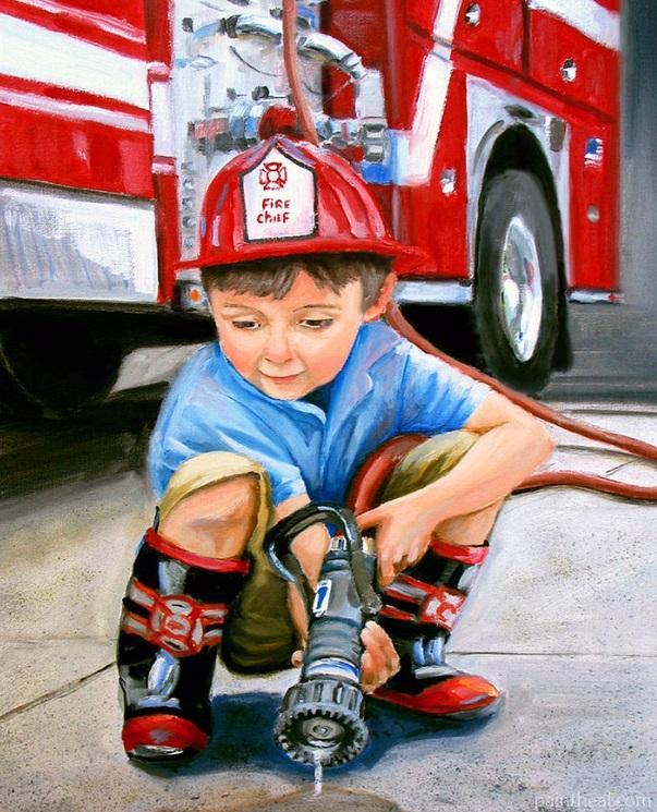 Firefighter Boy Painting By Numbers Kits