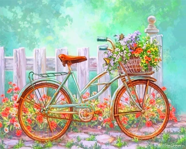 Aesthetic Bicycle With Flowers Painting By Numbers Kits