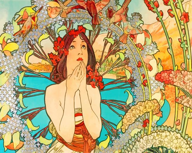 Woman By Alphonse Mucha Painting By Numbers Kits