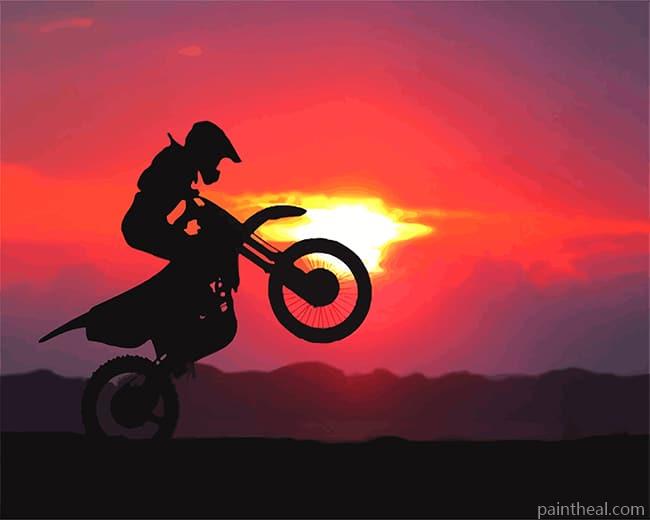 Sunrise Motorcycle Silhouette Painting By Numbers Kits