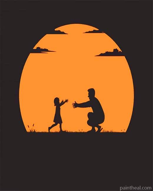 Daughter and Dad Silhouette Painting By Numbers Kits