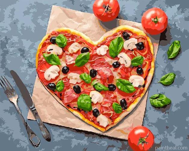 Pizza Heart Shaped Painting By Numbers Kits