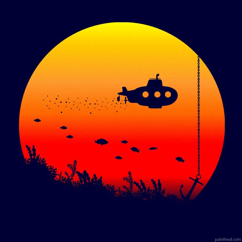 Submarine Silhouette Illustration Painting By Numbers Kits
