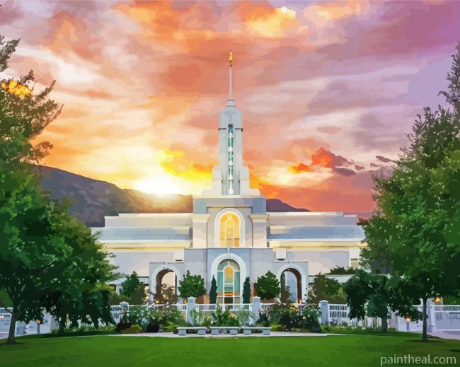 Sunset in Mount Timpanogos Temple Painting By Numbers Kits
