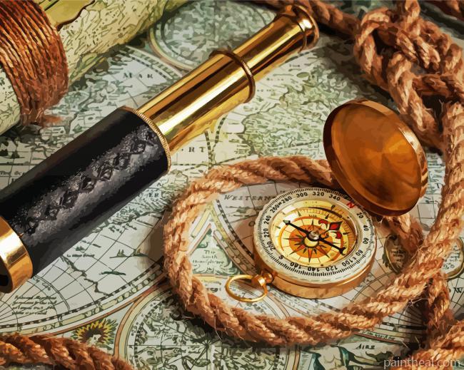 Nautical Compass and Spyglass Painting By Numbers Kits
