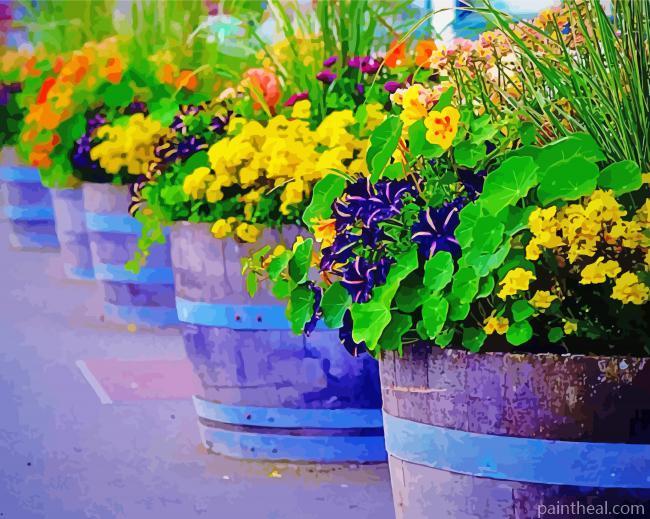 Colorful Flower Pot Painting By Numbers Kits