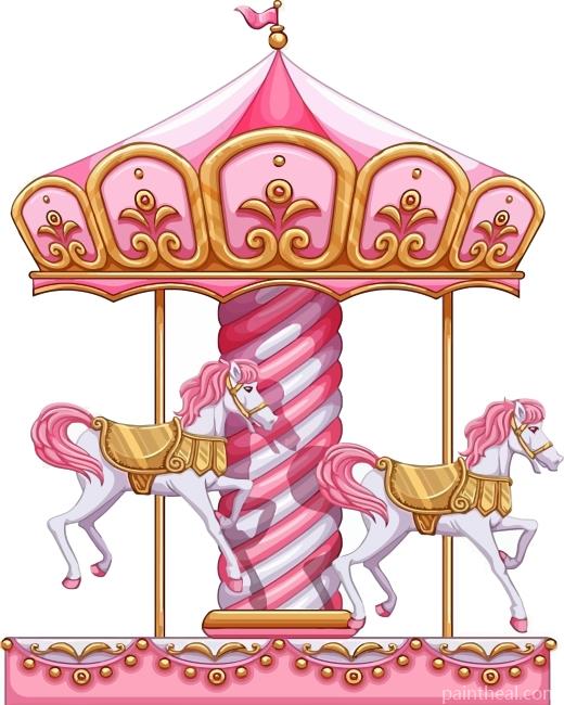 Pink Carousel Horse Painting By Numbers Kits
