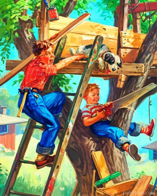 Building A Tree House Painting By Numbers Kits