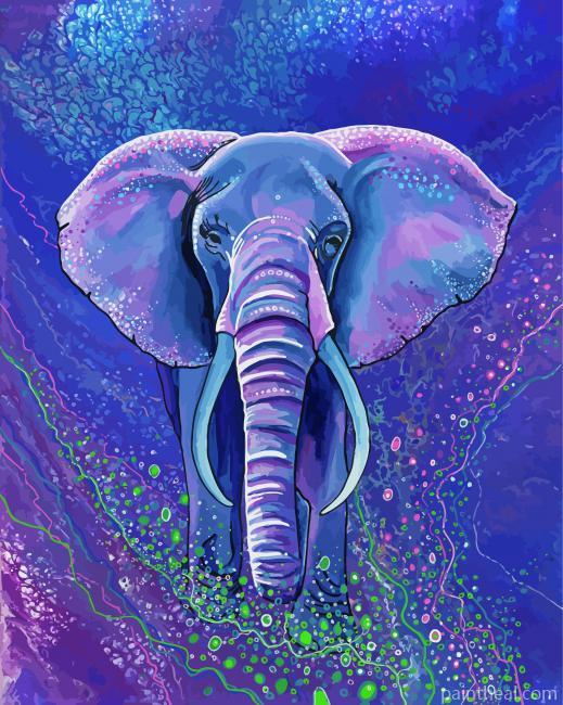 Purple Elephant Animal Painting By Numbers Kits